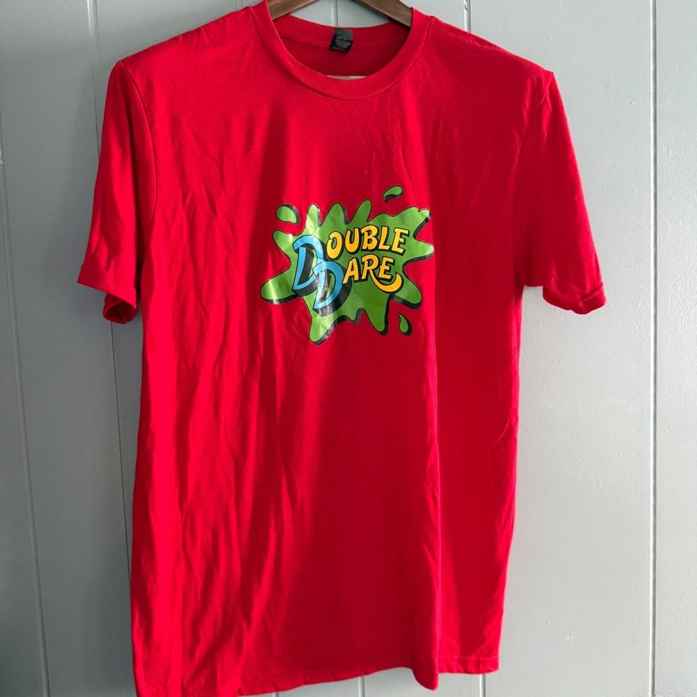 District‎ Double Dare Nickelodeon Graphic T-Shirt Red M Gen X Nostalgia Slime
